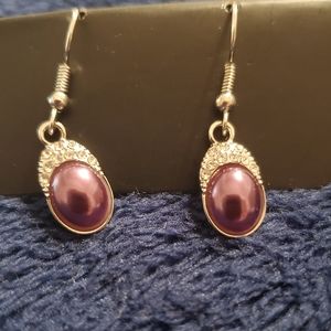Pinkish Purple Silver Dangle Earrings